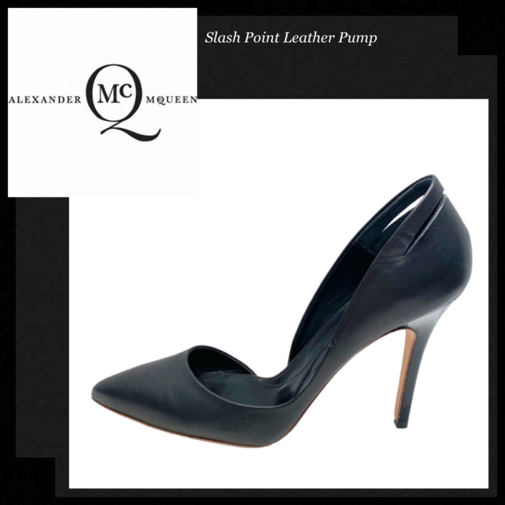 MCQ BY ALEXANDER MCQUEEN Black Leather Slash Point Pump